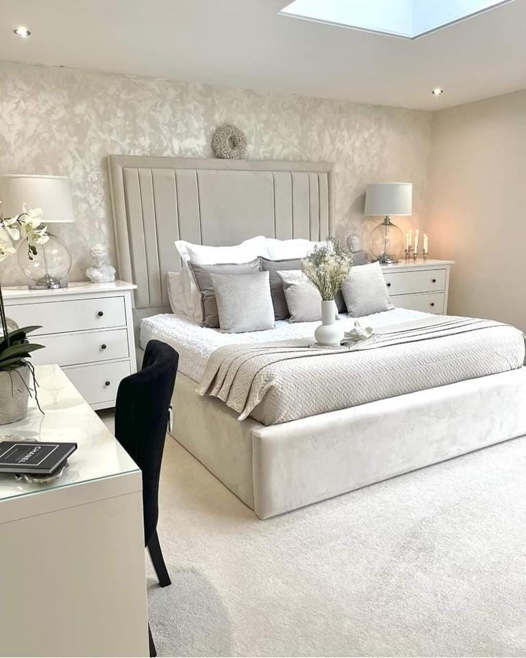 Samiraq Opulent Suite Panel Bed - Luxury Upholstered Bed Frame in Plush 1200 GSM Velvet with Channeled 54-Inch Padded Headboard, 10-Inch Footboard, Optional Gas Lift Storage & Custom Sizes - Free UK Delivery