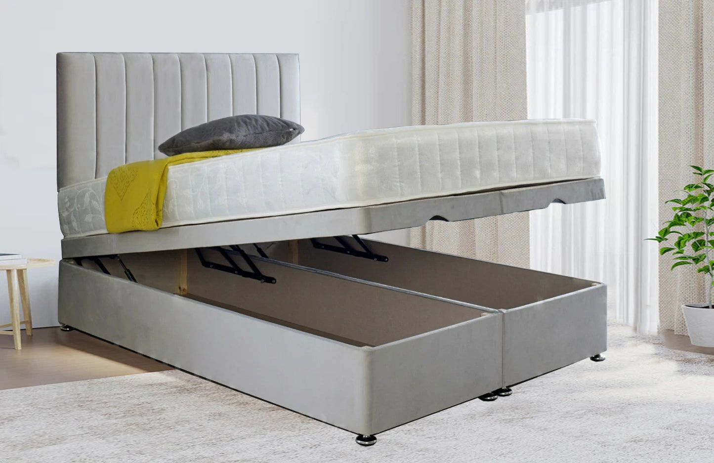 Samiraq Obsidian Oasis Ottoman Storage Bed with Classic Panel Designer Headboard