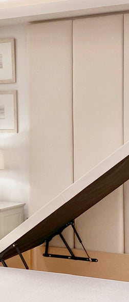 Samiraq Creamy Comfort Panel Bed - Handmade Upholstered Bed in Plush Velvet with 54-Inch Padded Headboard, 18-Inch Footboard, Triple Layer Foam, Optional Gas Lift Storage, Custom Sizes & Free UK Delivery - Perfect for Elegant Bedrooms