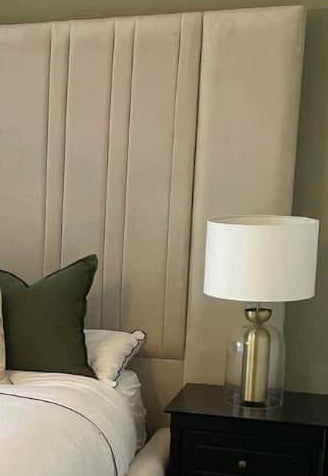 Samiraq Plush Heritage Bed - Handmade Upholstered Panel Bed in Cream Velvet with 52-Inch Padded Headboard, Triple Layer Foam, Optional Gas Lift Storage, Custom Sizes & Free UK Delivery - Perfect for Double, King Size & Kids Bedrooms