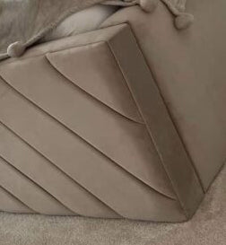 Samiraq Earthly Heaven Bed - Handmade Upholstered Light Brown Velvet Bed with 54-Inch Chanel Slanted Padded Headboard, 24-Inch Footboard, Triple Layer Foam, Optional Gas Lift Storage, Custom Sizes & Free UK Delivery - Perfect for Stylish Bedrooms