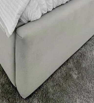 Samiraq Grey Majestic Bed - Handmade Upholstered Broad Panel Bed in Cream Velvet with 60-Inch Padded Headboard, 10-Inch Footboard, Triple Layer Foam, Optional Gas Lift Storage, Custom Sizes & Free UK Delivery - Perfect for Luxurious Bedrooms