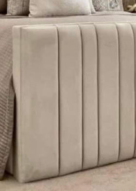 Samiraq Burj Elegant Panel Bed - Luxury Upholstered Bed Frame in Cream Velvet with 70-Inch Padded Headboard, 24-Inch Footboard, Triple Layer Foam, Optional Gas Lift Storage & Custom Sizes - Free UK Delivery