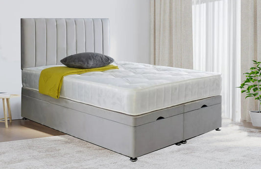 Samiraq Obsidian Oasis Ottoman Storage Bed with Classic Panel Designer Headboard