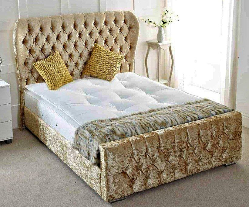 Samiraq Celestial Oxford Bed with Metal Gas Lift Storage & 12.5-Inch Sprung Orthopedic Mattress | Luxurious Chesterfield Design, Free Delivery & Assembly