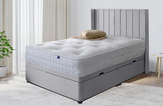 Samiraq Aether Asylum Ottoman Storage Bed with Classic Wing Back Panel Designer Headboard