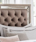 Samiraq Radiant Reverie Bed: Luxurious Mirror Chesterfield Design with Almond Velvet Upholstery and Versatile Storage Solutions