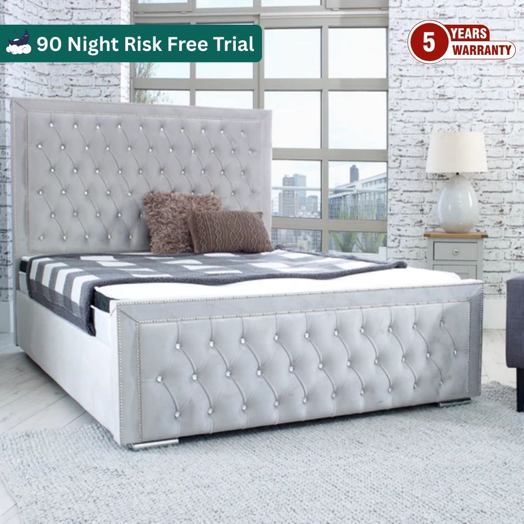 Samiraq Hilton Upholstered Designer Bed with Metal Gas Lift Storage