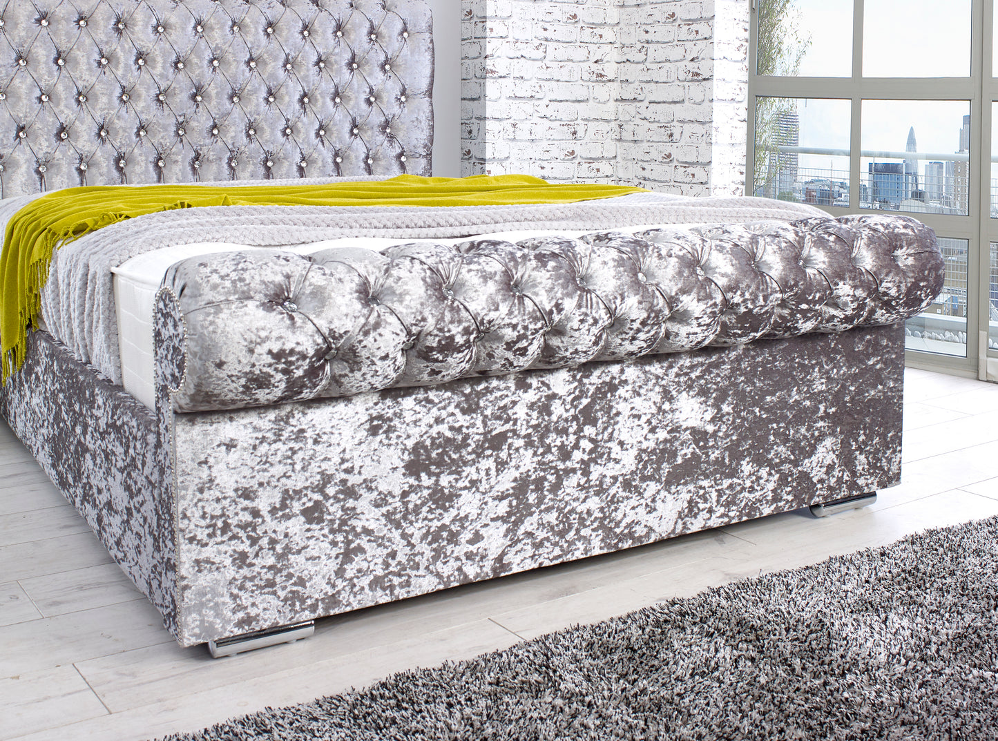 Experience Regal Grandeur with the Samiraq Sleigh Chesterfield Bed