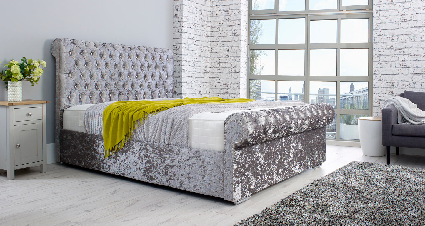 Experience Regal Grandeur with the Samiraq Sleigh Chesterfield Bed