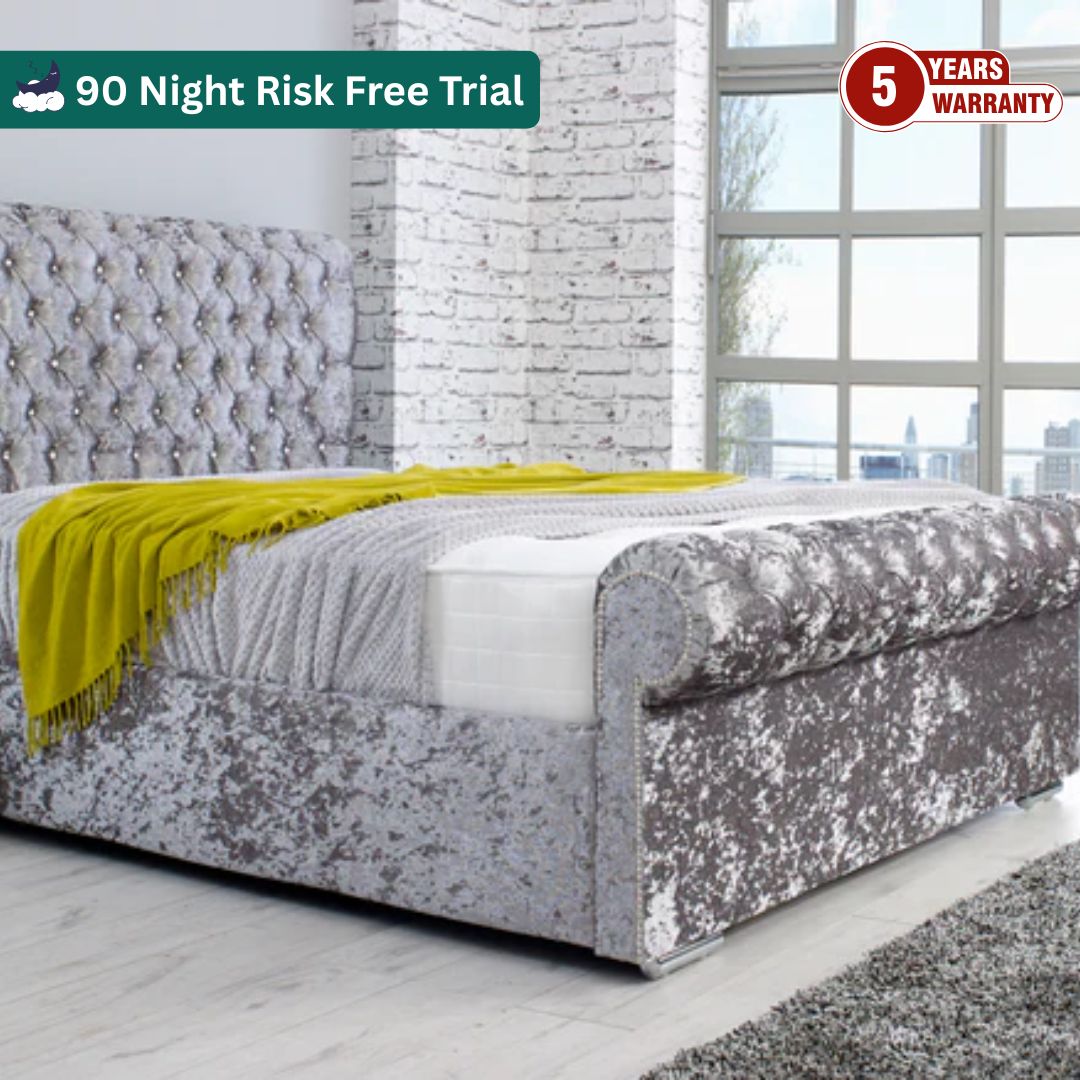 Experience Regal Grandeur with the Samiraq Sleigh Chesterfield Bed