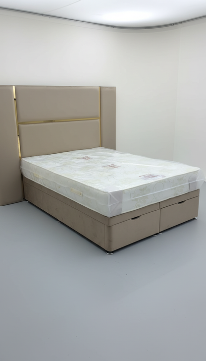 Luxurious Mirrored Kensington Storage Bed – Velvet Upholstery | Safe Artificial Mirror