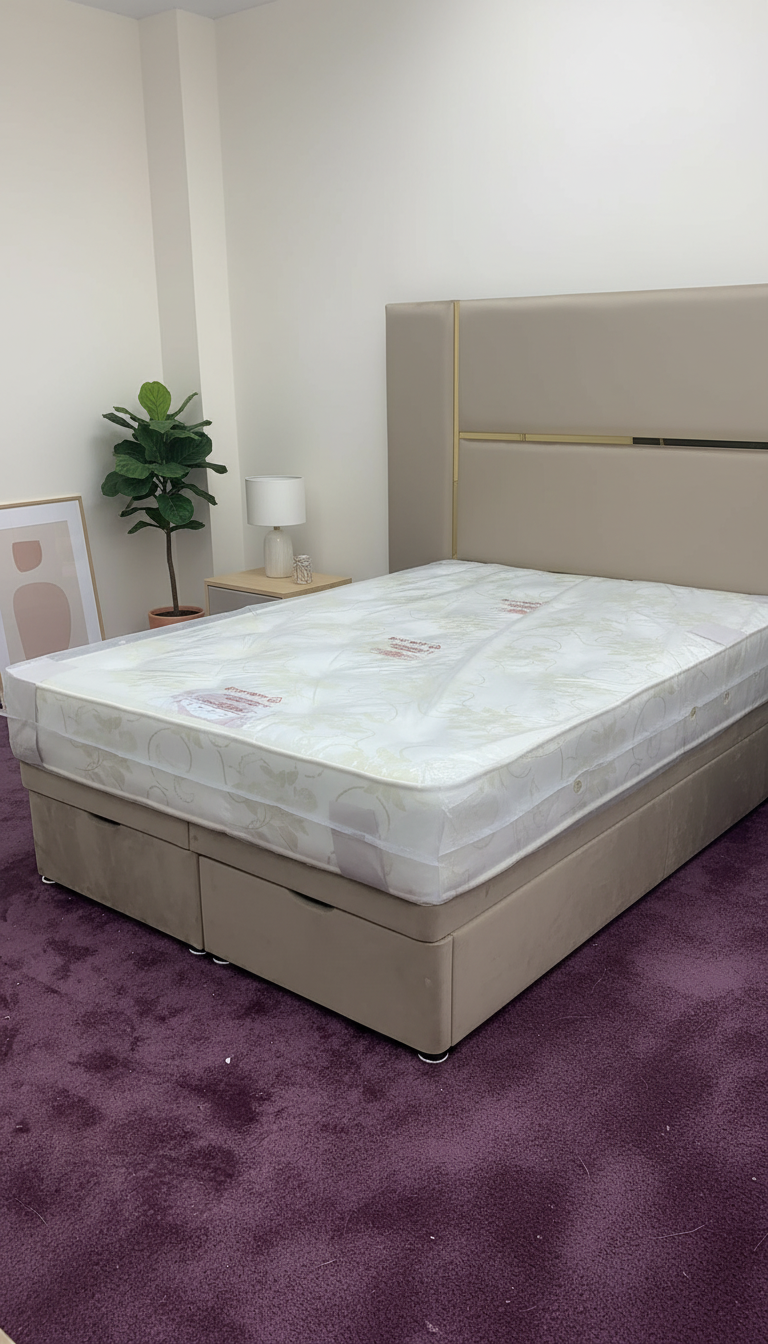 Luxurious Mirrored Kensington Storage Bed – Velvet Upholstery | Safe Artificial Mirror