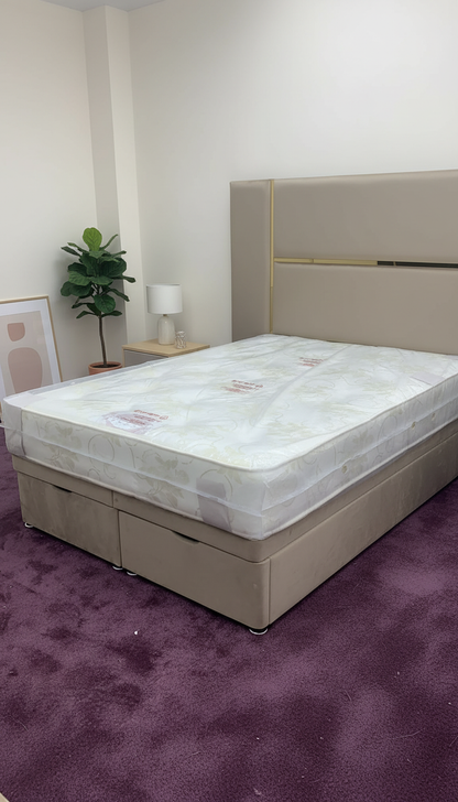 Luxurious Mirrored Kensington Storage Bed – Velvet Upholstery | Safe Artificial Mirror