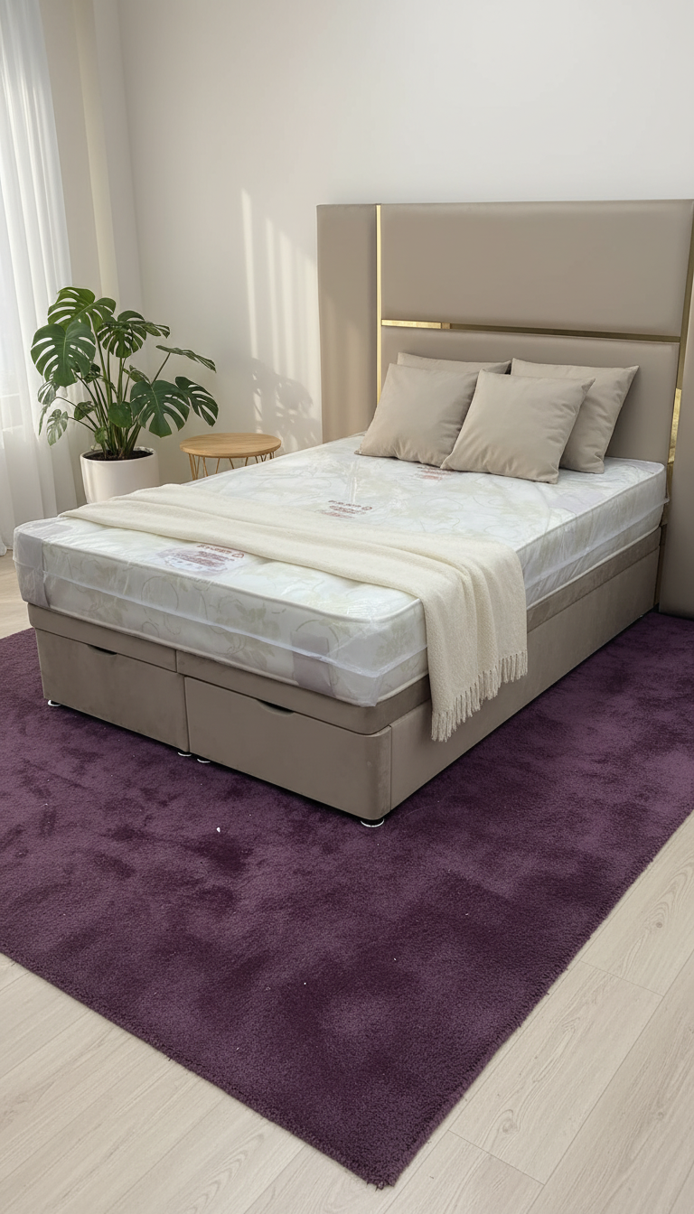 Luxurious Mirrored Kensington Storage Bed – Velvet Upholstery | Safe Artificial Mirror