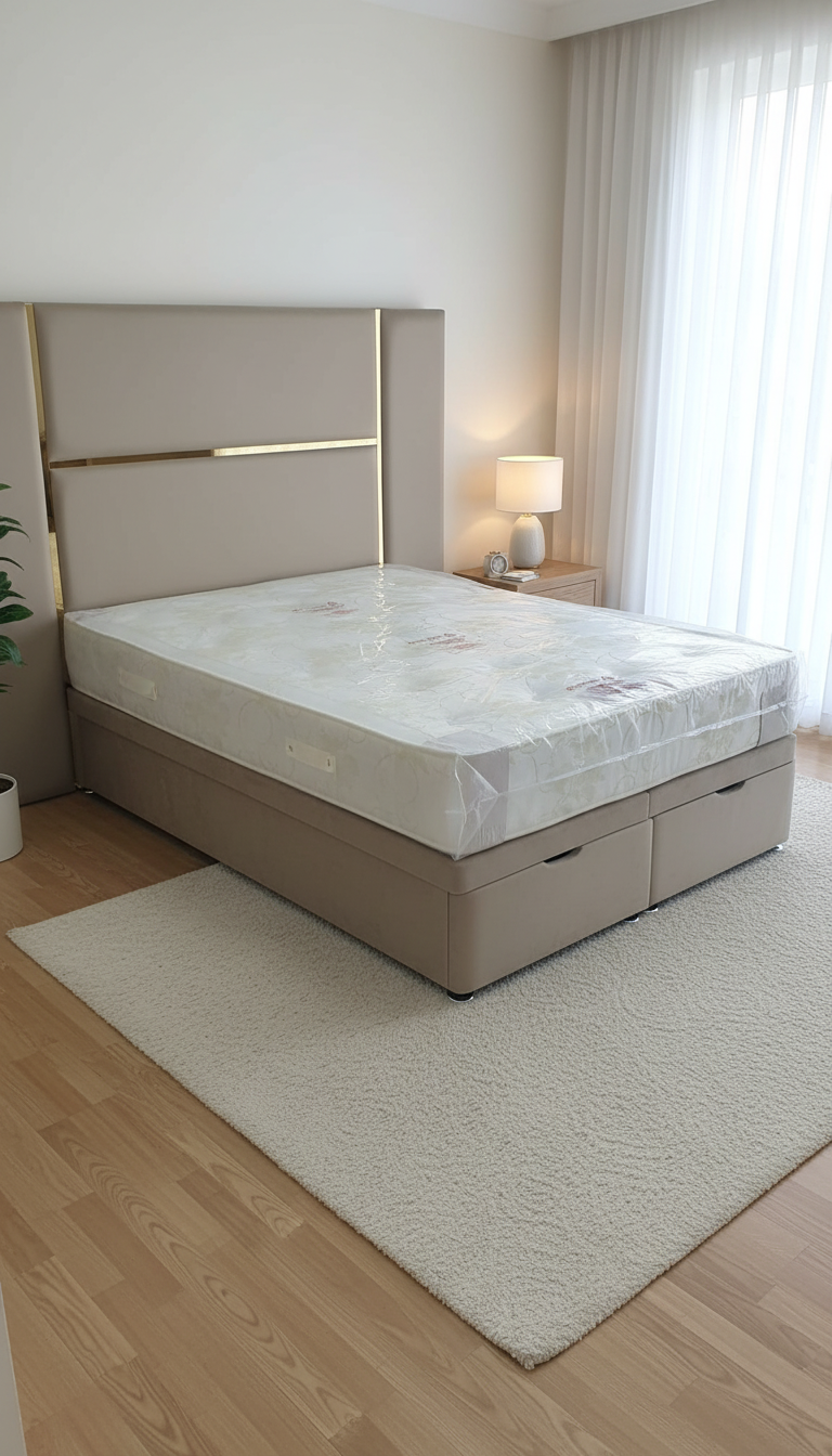 Luxurious Mirrored Kensington Storage Bed – Velvet Upholstery | Safe Artificial Mirror