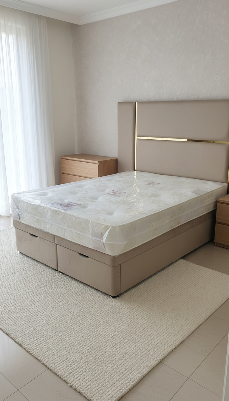 Luxurious Mirrored Kensington Storage Bed – Velvet Upholstery | Safe Artificial Mirror