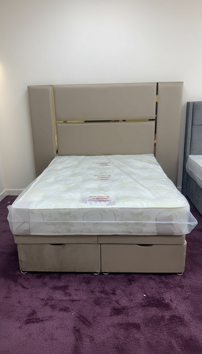 Luxurious Mirrored Kensington Storage Bed – Velvet Upholstery | Safe Artificial Mirror