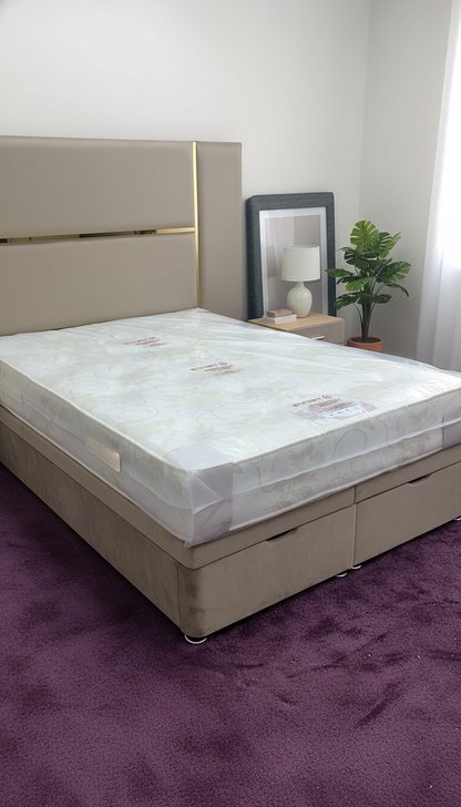 Luxurious Mirrored Kensington Storage Bed – Velvet Upholstery | Safe Artificial Mirror