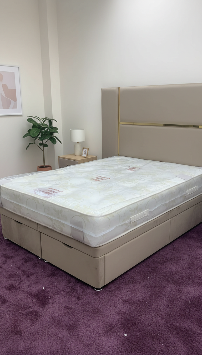 Luxurious Mirrored Kensington Storage Bed – Velvet Upholstery | Safe Artificial Mirror