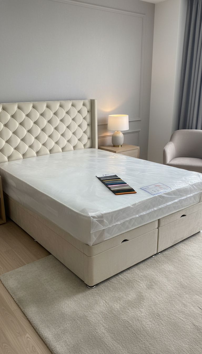 Rose Wing Back Chesterfield Bed With Buttons – Luxurious Velvet