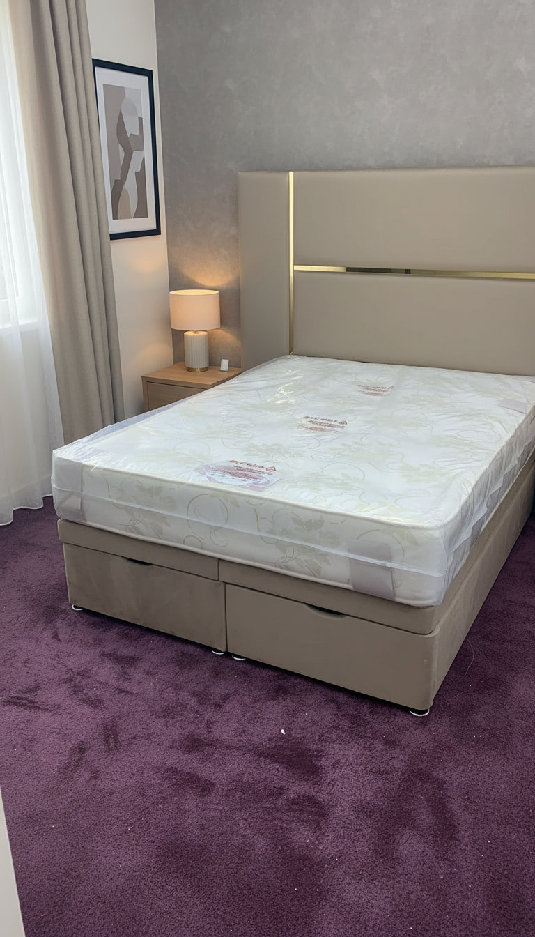 Luxurious Mirrored Kensington Storage Bed – Velvet Upholstery | Safe Artificial Mirror