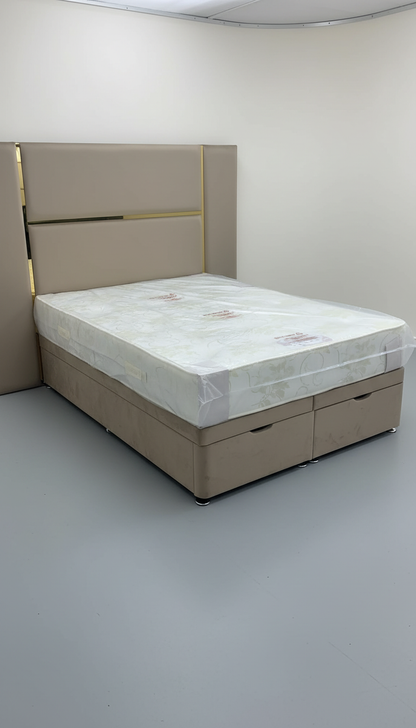 Luxurious Mirrored Kensington Storage Bed – Velvet Upholstery | Safe Artificial Mirror