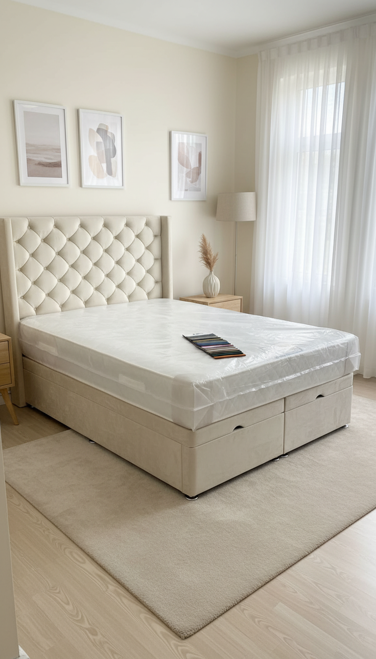 Rose Wing Back Chesterfield Bed With Buttons – Luxurious Velvet